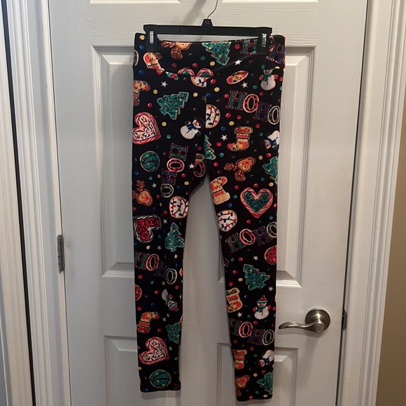 2 Pair Ladies Christmas leggings new without tag Velour very soft size large - Picture 2 of 2